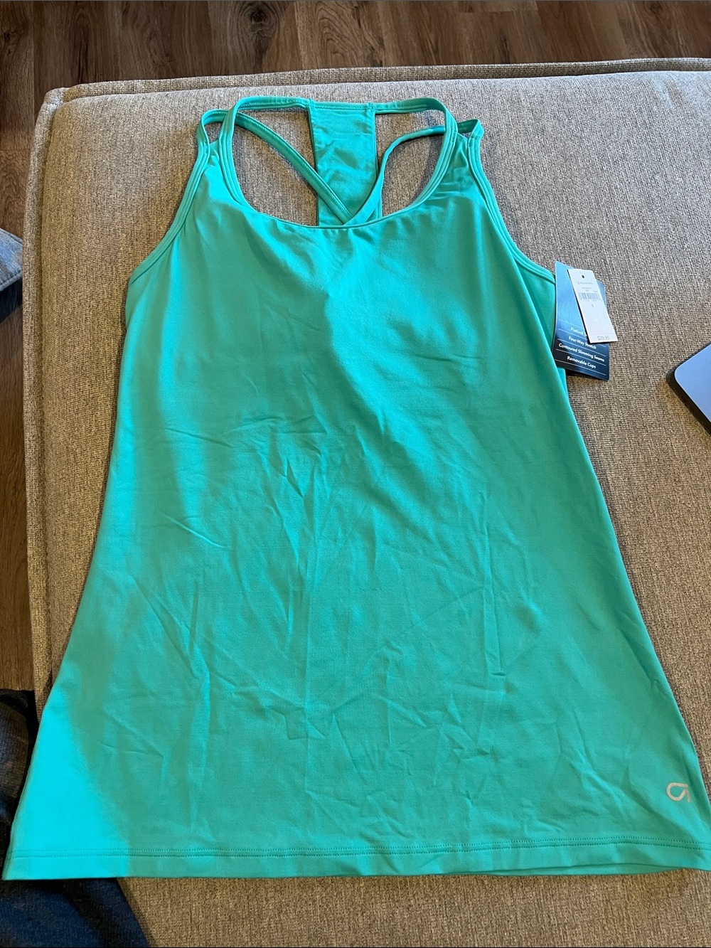 GAP Teal Racerback Tank Top, built in Bra w/ removable Pads.